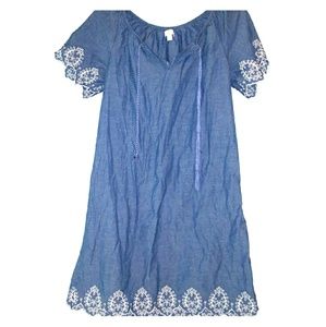 Embroidered Denim Dress